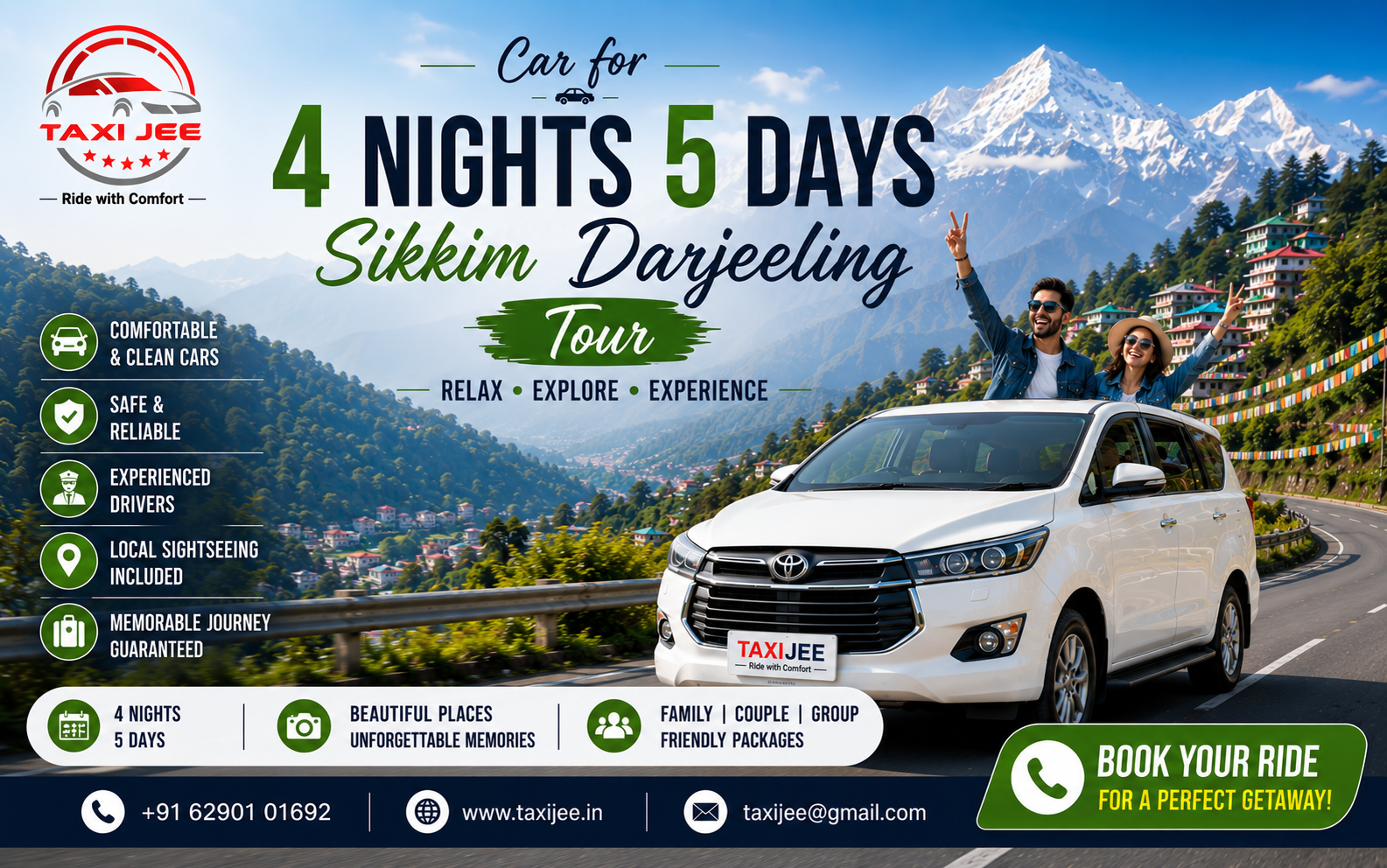 Car for 4 Nights 5 Days Sikkim Darjeeling Tour